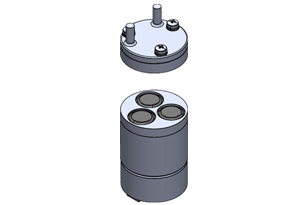 3D image of a 3-cylinder diaphragm structure that achieves low pulsation and quietness